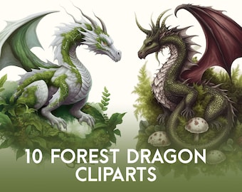 FOREST DRAGONS PACK (Cliparts, Arts & Crafts, Majestic Dragons, Nature, Fantasy, Digital Download)