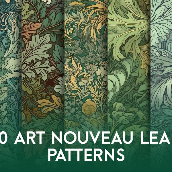Art Nouveau Leaf Patterns / Alphonse Mucha style (Arts & Crafts, Fabric Design, Pattern Design, Product Design)