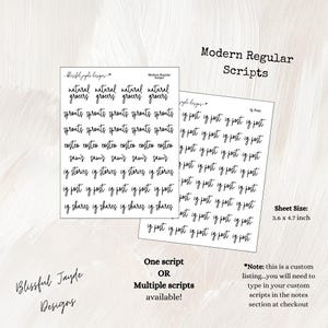Moderne standaard aangepaste scripts // Scriptstickers // Plannerstickers
