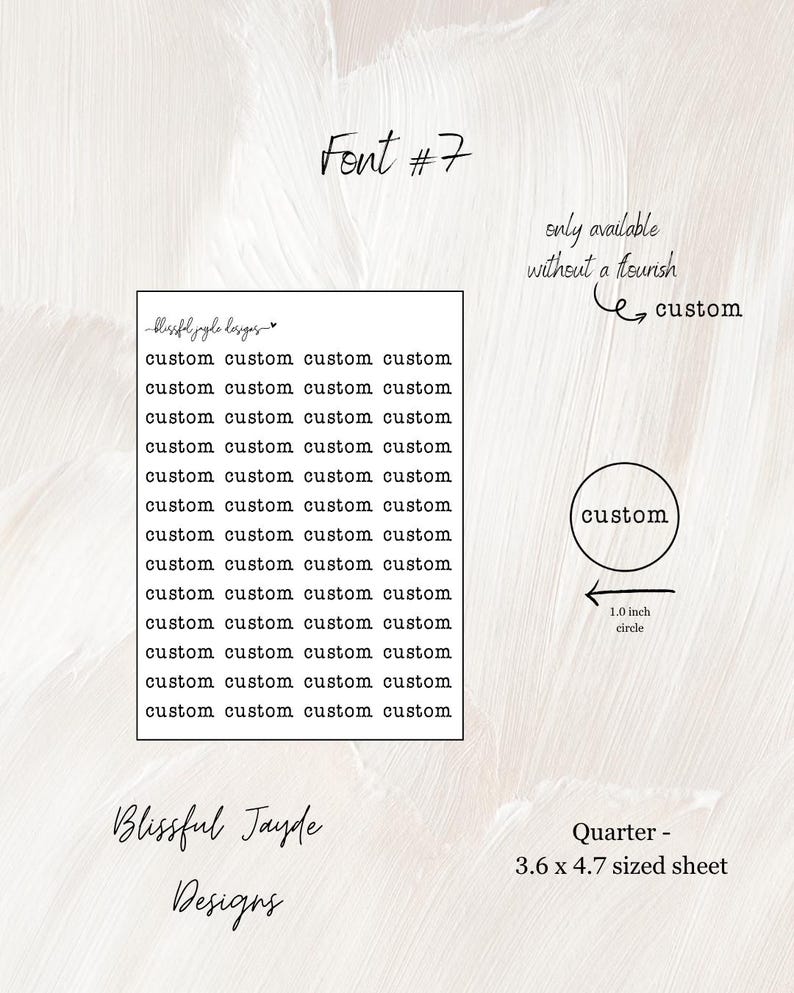 Custom Script Planner Stickers: Personalized Text, Cursive & Print Font #7