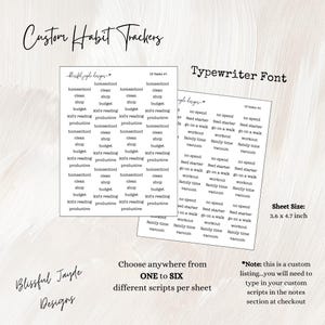 Aangepaste typemachine gewoontetrackers // gewoontetrackerscripts // Vellen van 3,6 x 4,7 formaat