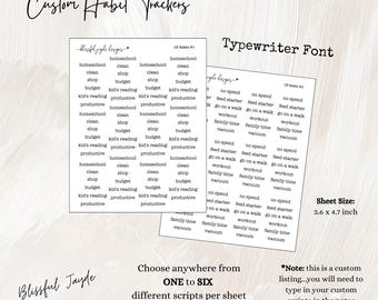 Custom Typewriter Habit Trackers // Habit Tracker Scripts // 3.6 x 4.7 sized sheets