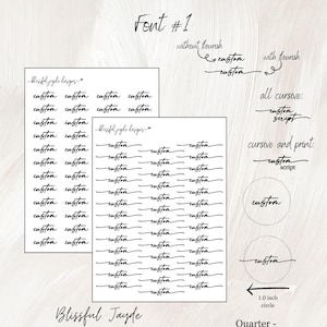 Custom Script Planner Stickers: Personalized Text, Cursive & Print Font #1