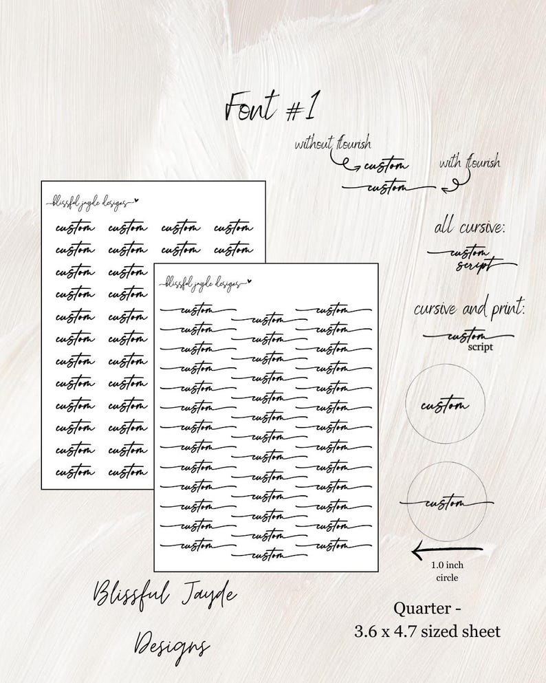 Custom Script Planner Stickers: Personalized Text, Cursive & Print Font #1