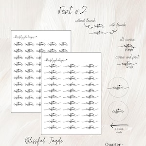 Custom Script Planner Stickers: Personalized Text, Cursive & Print Font #2