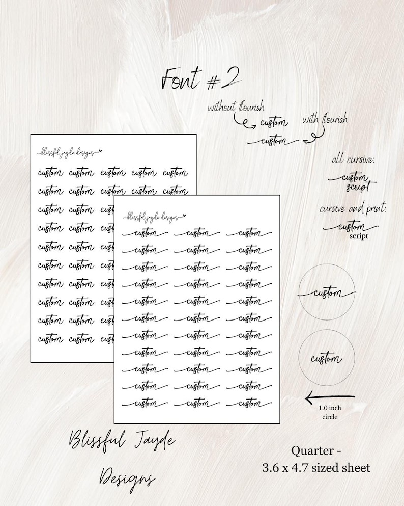 Custom Script Planner Stickers: Personalized Text, Cursive & Print Font #2