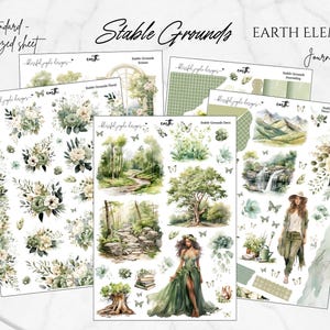 EARTH Element Journaling Kit // Stable Grounds // Sticker Kit Journaling, Scrapbooking, Functional, 5 x 7 Sized sheet// 5 page kit