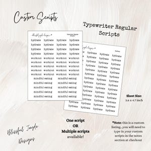 Standaard aangepaste scripts typemachine // Scriptstickers // Plannerstickers