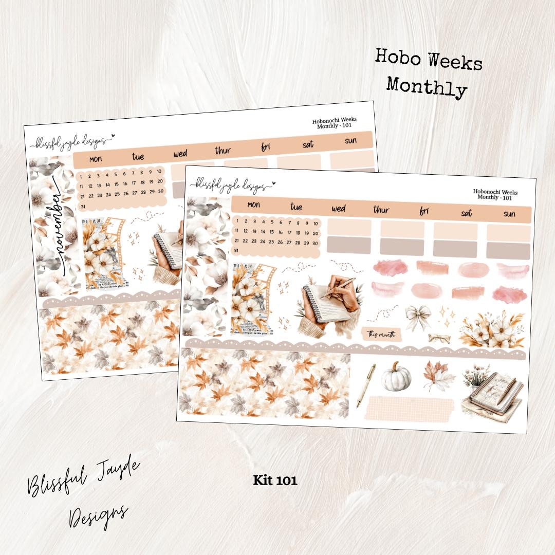 Hobo Weeks Kit 101 // Autumn Hobo Weeks Kit // Hobonichi Cousin - Etsy