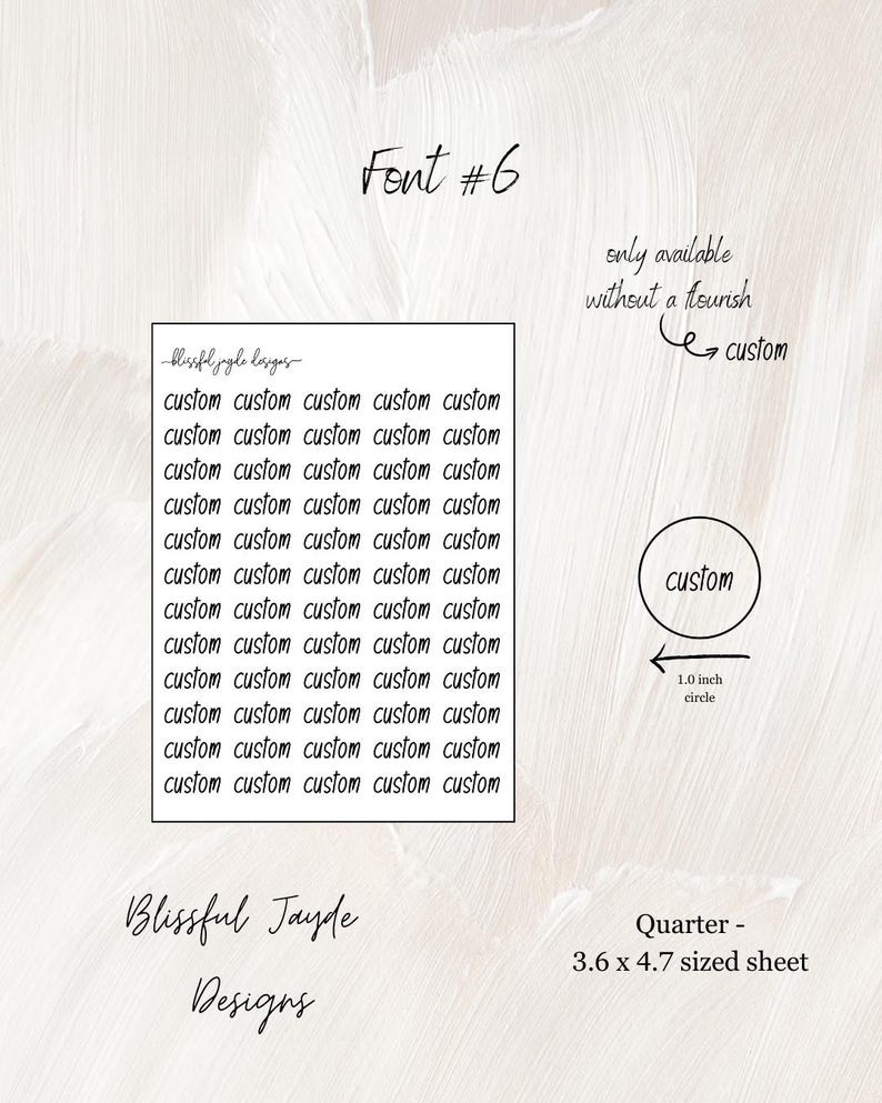 Custom Script Planner Stickers: Personalized Text, Cursive & Print Font #6