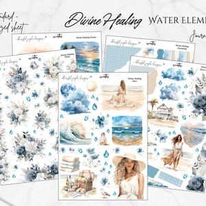 WATER Element Journaling Kit // Divine Healing // Sticker Kit Journaling, Scrapbooking, Functional, 5 x 7 Sized sheet// 5 page kit