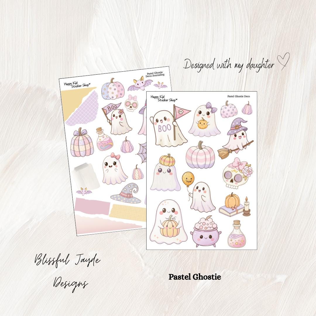 Halloween Ghost Pastel Stickers: Planner or Journal - 5x7 Sheet - Etsy
