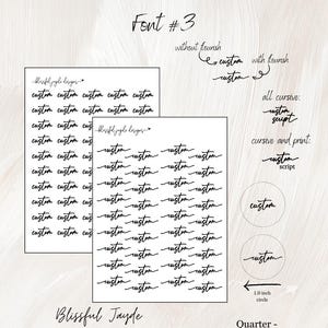 Custom Script Planner Stickers: Personalized Text, Cursive & Print Font #3