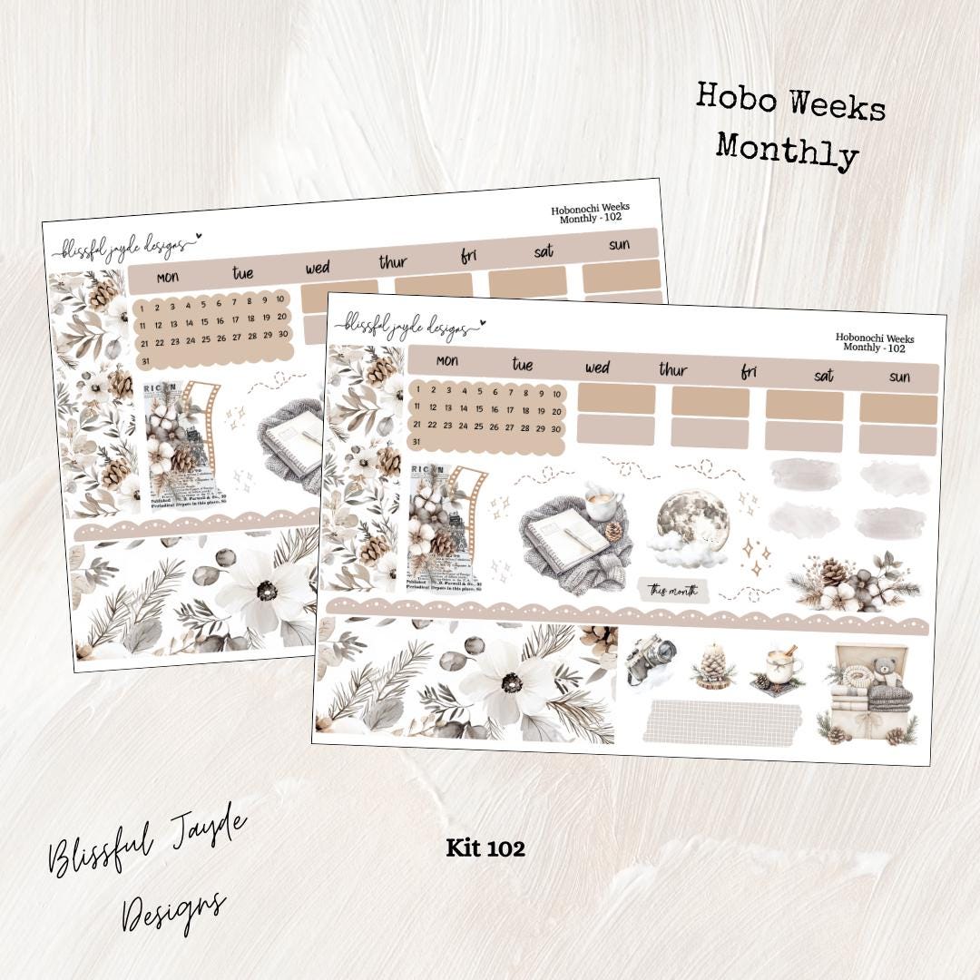 Hobo Weeks Kit 102 // Winter Hobo Weeks Kit // Hobonichi Cousin - Etsy