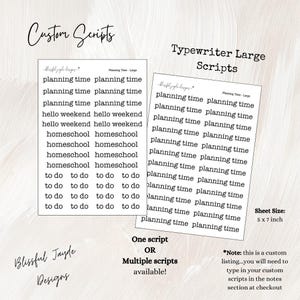 Grote aangepaste scripts typemachine // Scriptstickers // Plannerstickers