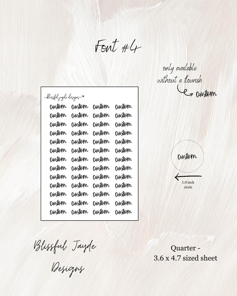 Custom Script Planner Stickers: Personalized Text, Cursive & Print Font #4