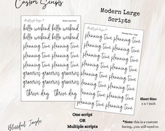 Modern Large Custom Scripts // Script Stickers // Planner Stickers