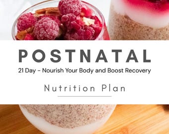 21 Day Postnatal Meal Plan, Dairy/Gluten/Soy Free Recipes (Digital)