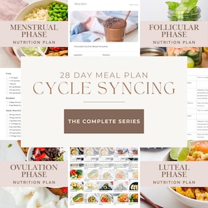 28 Day Cycle Syncing Support Meal Plans (with prep guides), Hormone-Balancing, PCOS, Pre-Menopause, Fertility