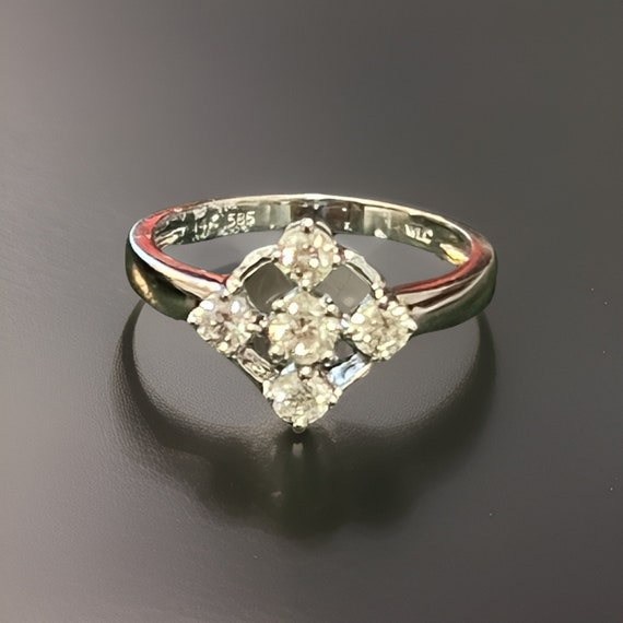 4 Diamond 14k White Gold Ring - image 2