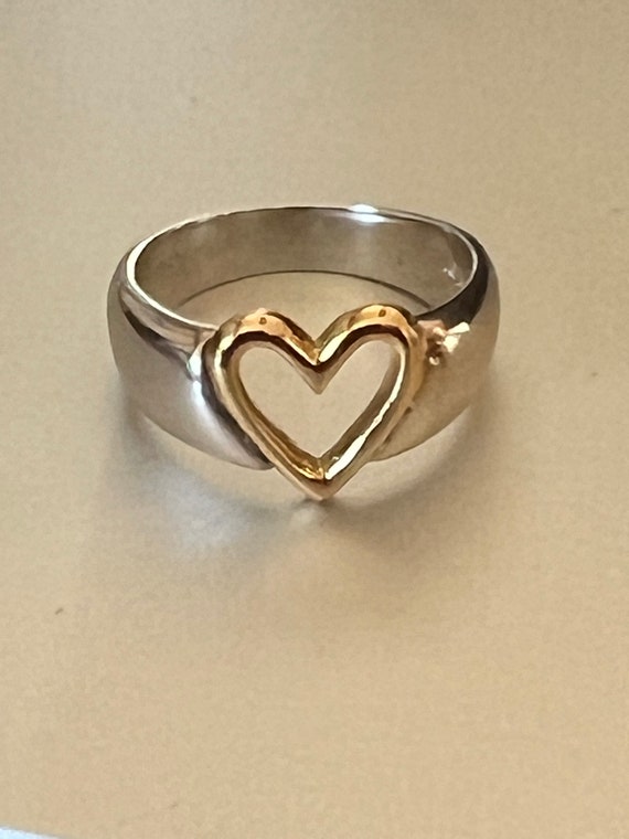 Sterling silver and 18k gold heart ring