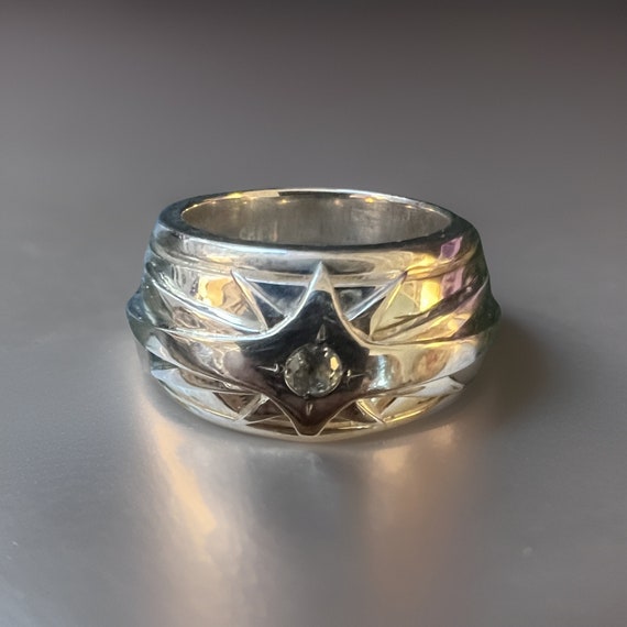 Sterling Silver Designer Ring with Diamond