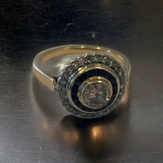 Diamond, sapphire, yellow gold ring - image 1