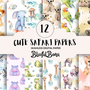 Cute Animals Digital Paper Bundle for Animal Theamed Pattern of Animals Paper for Srapbooking Paper Animals Scrapbooking Animals Paper image 1