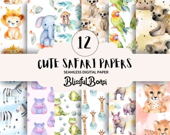 Cute Animals Digital Paper Bundle for Animal Theamed Pattern of Animals Paper for Srapbooking Paper Animals Scrapbooking Animals Paper