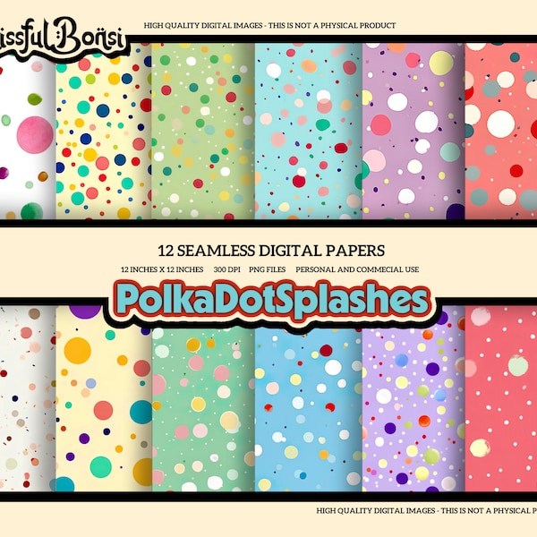 Polka Dots Digital Paper Bundle Polka Dot Digital Paper Polkadots Digital Paper Polka Dot Paper Polka Dot Seamless Pattern Polka Dot Prints