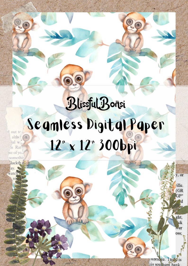 Cute Animals Digital Paper Bundle for Animal Theamed Pattern of Animals Paper for Srapbooking Paper Animals Scrapbooking Animals Paper image 4