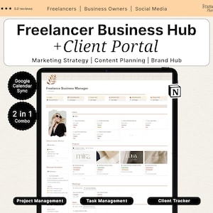 Notion Freelance Planner | Freelancer Dashboard and Client Portal Template | Content Planner | Social Media Planner