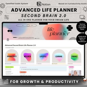 Advanced Notion Planner Second Brain 2.0 All in One Notion Template ADHD Adult Planner Notion Aesthetic Dashboard Ultimate Life Planner 2025