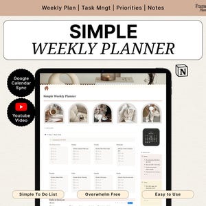 Notion Weekly Planner Simple To Do List Task Tracker Digital To Do List Weekly Schedule Aesthetic Notion Task Planner