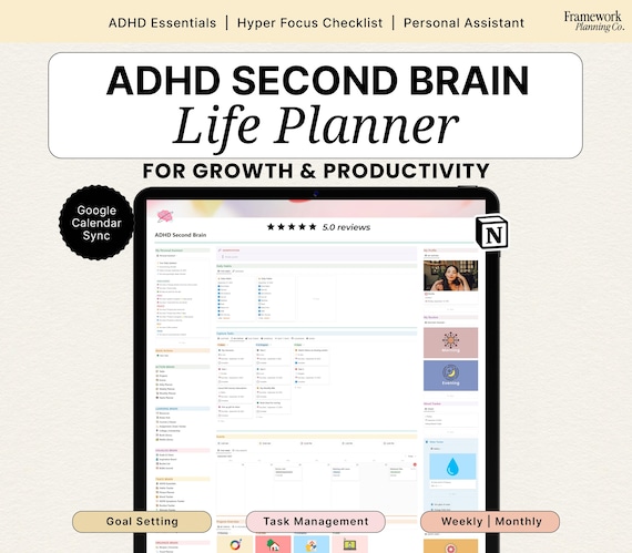 ADHD Notion Planner 2026 | Productivity Dashboard Template | Daily Routine, Self Care & Goal Planner