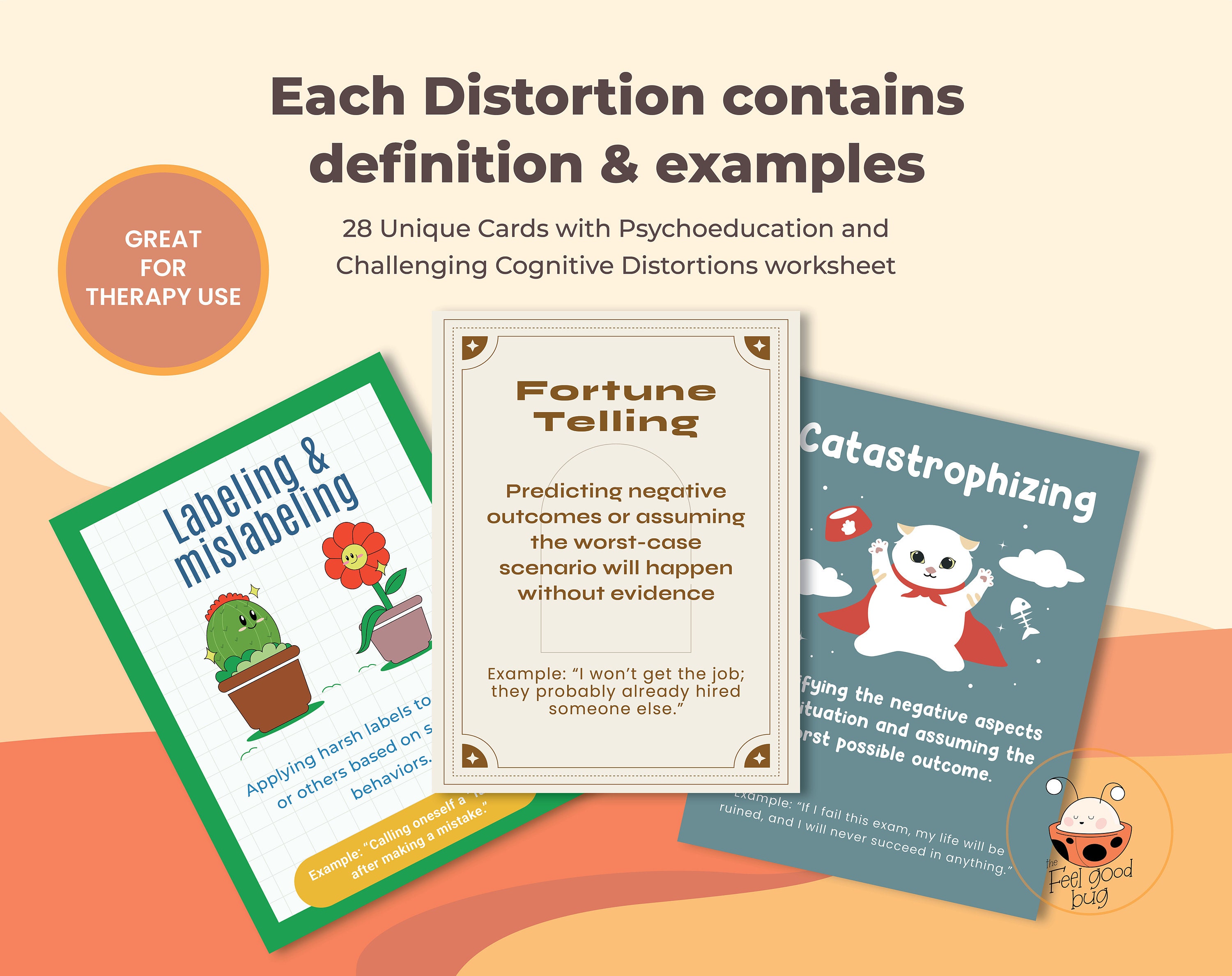 Thinking Error Flash Cards Cognitive Distortion Cards CBT Thinking ...