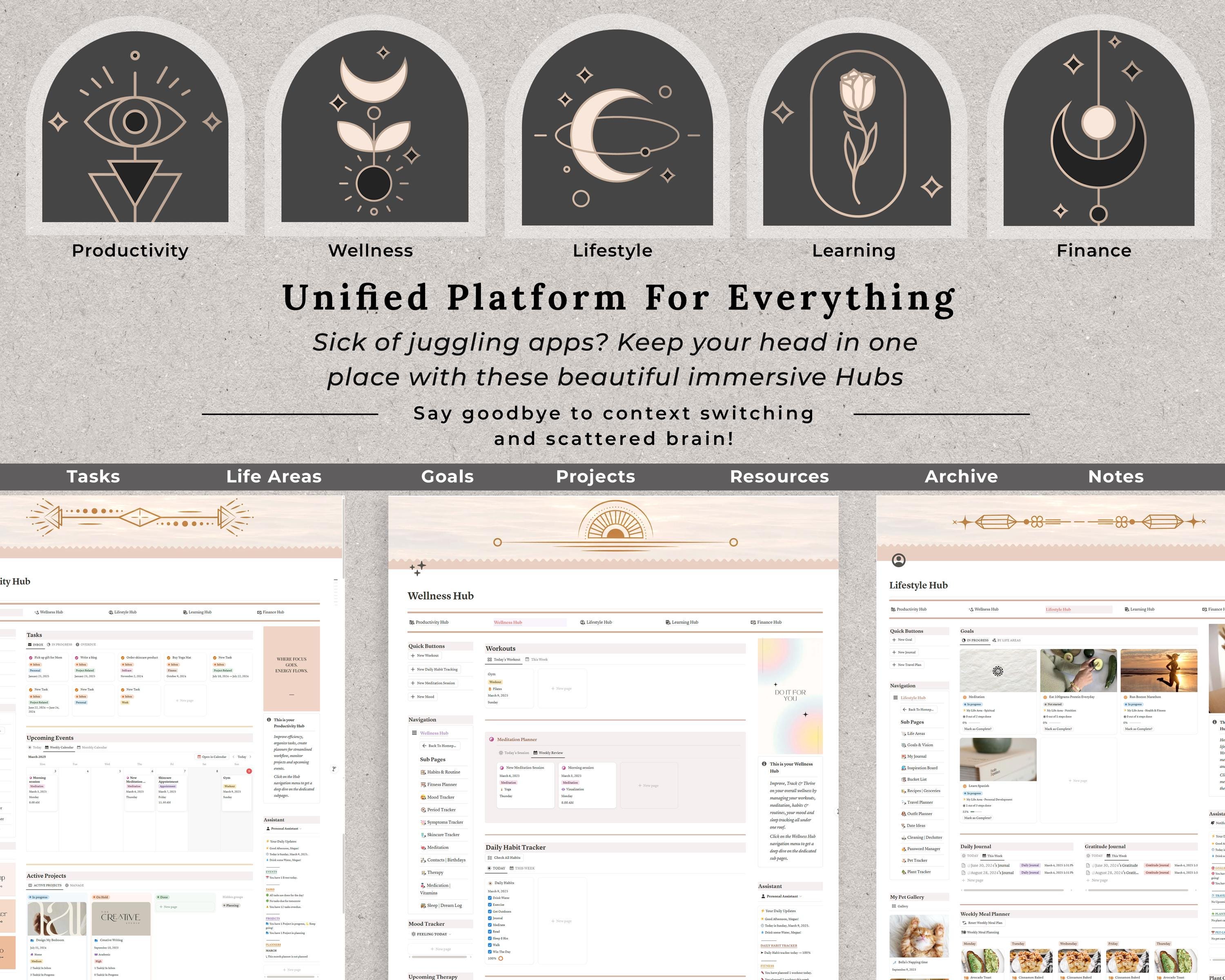 Notion Life Planner | Second Brain Dashboard Template | Witchy ...