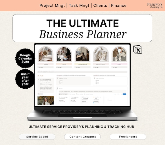 Notion Freelancer Template, CRM, Client Tracker, Business Planner, Project Management, Service Based Business Dashboard and Work Planner
