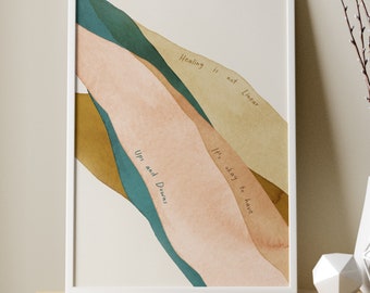 LA CURACIÓN no es LINEAL, decoración de oficina de psicólogo, consejero escolar, arte de pared para niños, terapia, impresiones de regalo, póster de terapeuta, letrero de salud mental