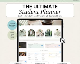 Academic Planner Notion | Notion Academic Dashboard Template | Student Life Planner | College Notes Weekly Planning
