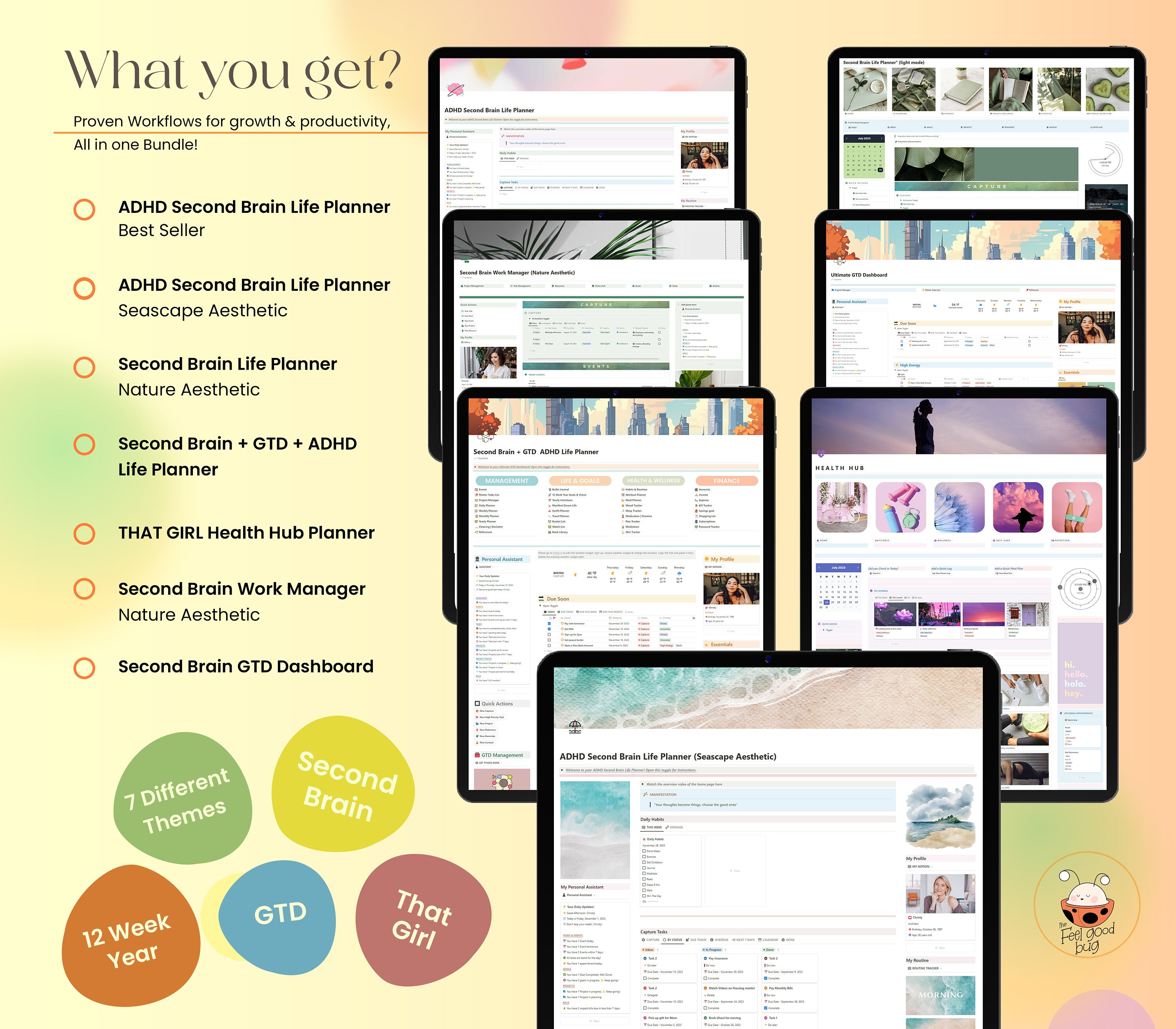 ADHD Notion Second Brain Bundle | 7 Life Planner and Dashboard ...