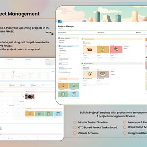 K&ouml;nnte beinhalten: Ein Screenshot einer Projektmanagement-Software-Oberfl&auml;che mit einem Kalender, Aufgabenlisten und einer Zeitleiste. Die Software soll Benutzern helfen, ihre Projekte zu planen, zu organisieren und zu verfolgen. Die Oberfl&auml;che ist sauber und modern, mit einem hellblauen Hintergrund und bunten Symbolen.