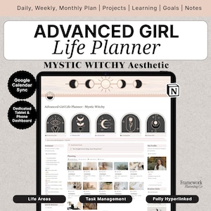 Notion Life Planner | Second Brain Dashboard Template | Witchy Aesthetic Productivity System