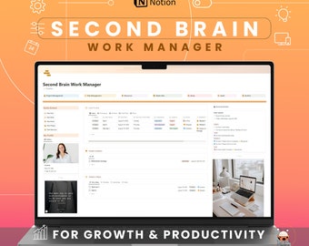 Notion Template Work Dashboard Notion Second Brain Notion Get Things Done Notion Productivity Business planner Notion Project Manager Notion