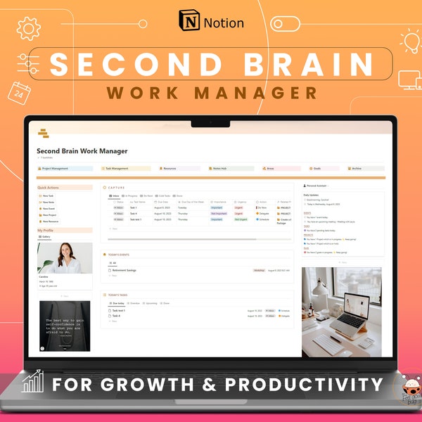 Notion Template Work Dashboard Notion Second Brain Notion Get Things Done Notion Productivity Business planner Notion Project Manager Notion