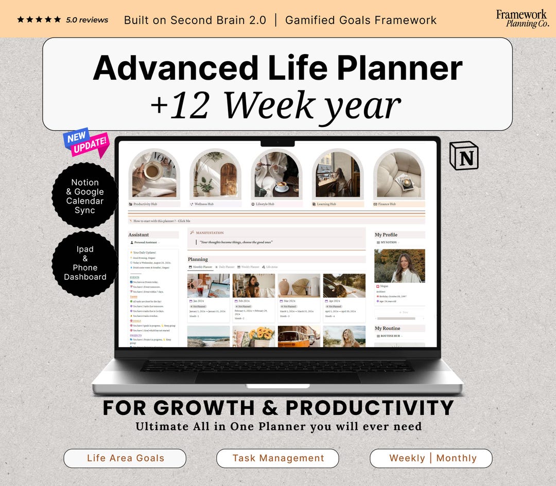 Advanced Life Planner Second Brain 2.0 All in One Notion 12 Week Year ...