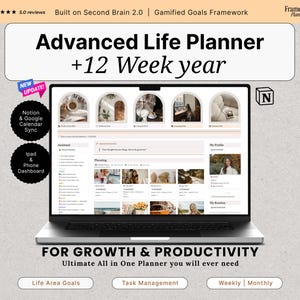 Advanced Life Planner Second Brain 2.0 All in One Notion 12 Week Year Planner ADHD Notion Template Notion Ultimate Life Planner Digital