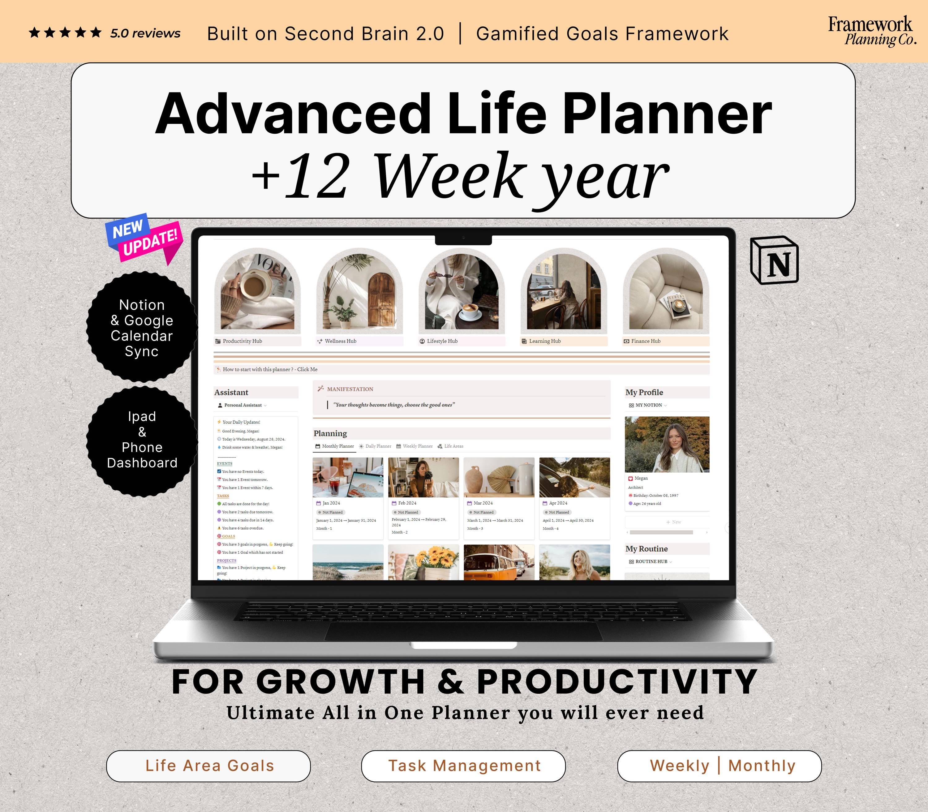 Advanced Life Planner Second Brain 2.0 All in One Notion 12 Week Year ...