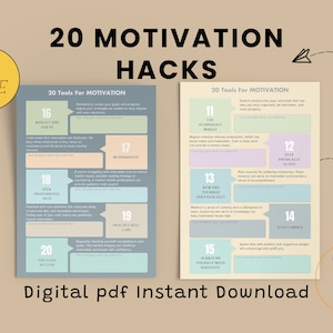 Motivation Hacks Printable Pdf Tools Motivation Worksheets for Mental Health Therapy ADHD Motivation Worksheet Hacks for Depression mindset