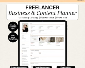 Planificador de negocios independiente de Notion, gestor de proyectos y tareas, CRM, planificador de contenido y kit de herramientas todo en uno para emprendedores.